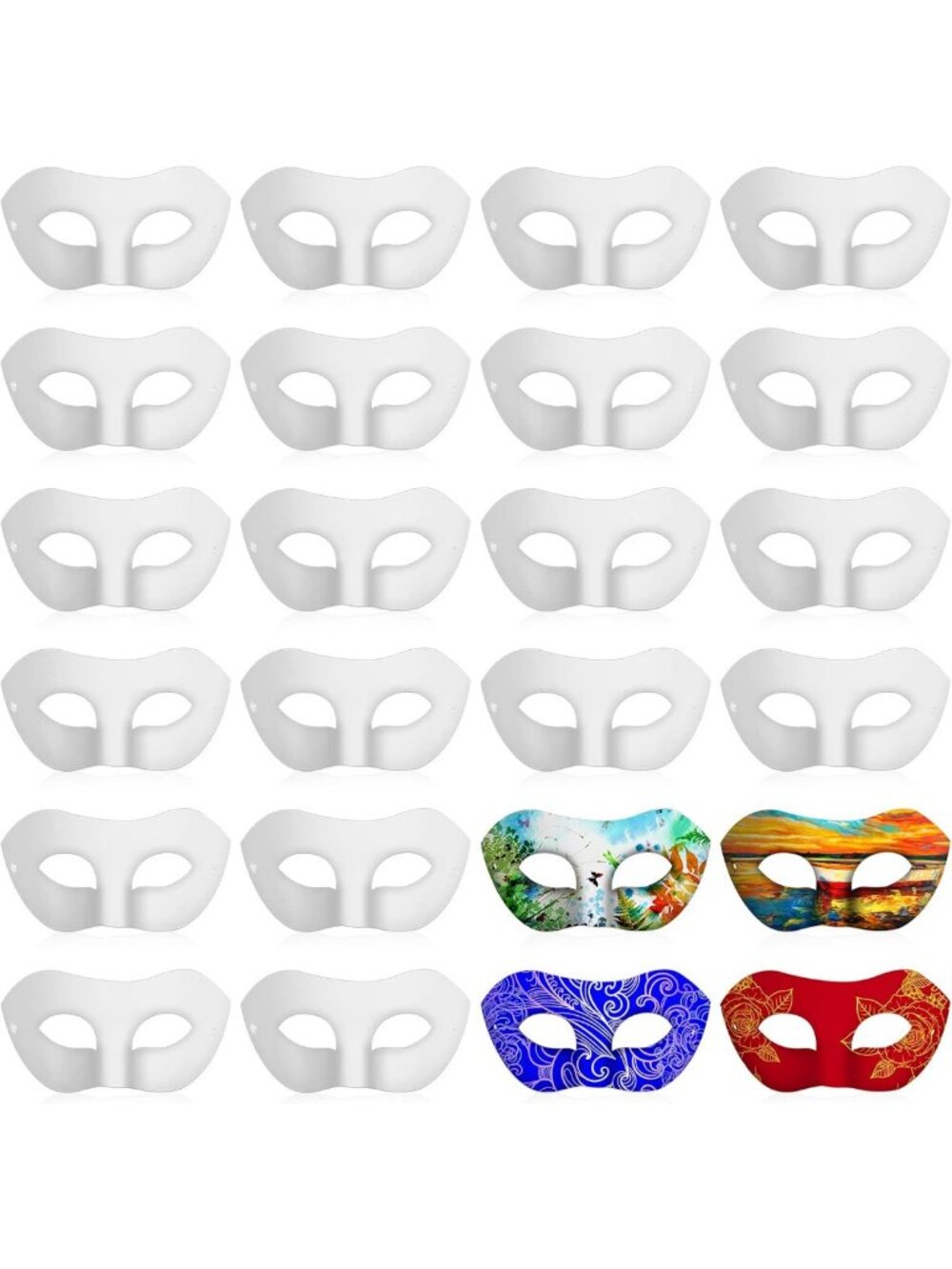 200 Pcs Half Face Paper Mache Masks for Masquerade, Classic Party Decor